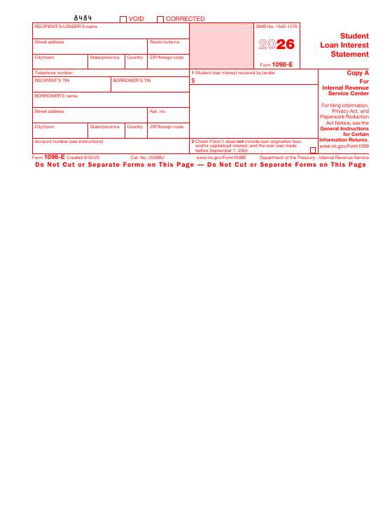 Preview of Form 1098-E, Student Loan Interest Statement