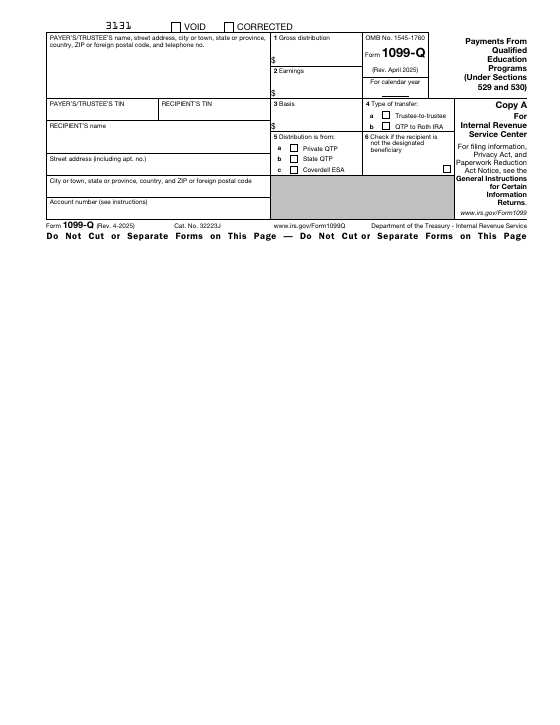 Preview of Form 1099-Q, Payments From Qualified Education Programs (Under Sections 529 and 530)