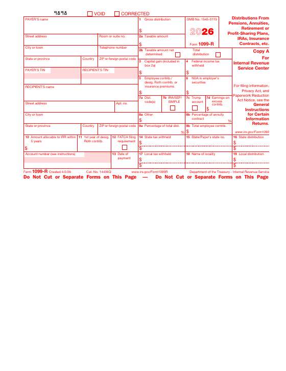 Preview of Form 1099-R, Distributions From Pensions, Annuities, Retirement or Profit-Sharing Plans, IRAs, Insurance Contracts, etc.